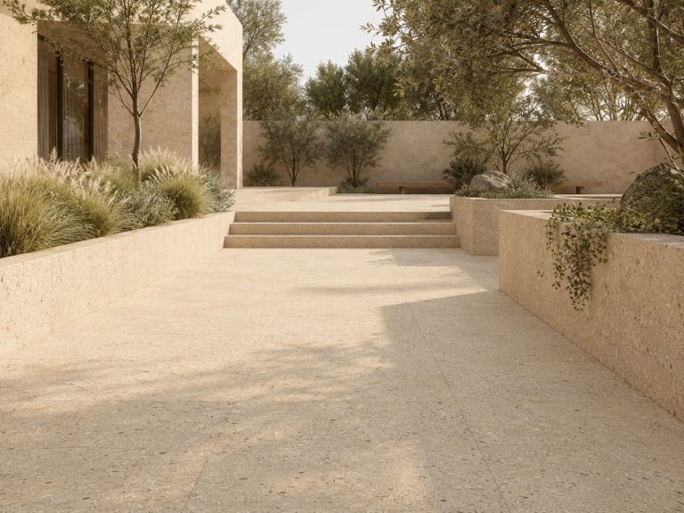 Outdoor Paving with Limestone-Inspired Surfaces: Courtyards, Steps and Garden Paths